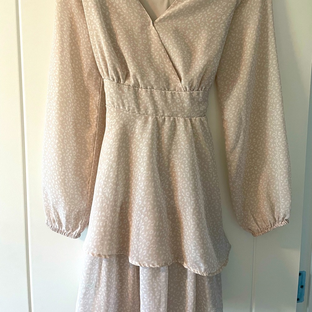 Long sleeve light blush mini dress